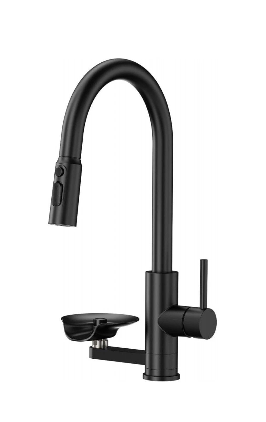 Kitchen Mixer Tap with Pull Out Sprayer Glass Rinser Dual Spray Modes Matt Black