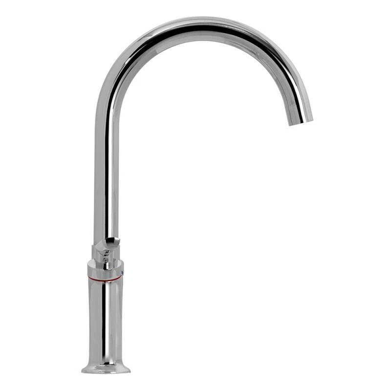 Stainless Steel Tap Double Lever Kitchen Sink Taps Mono Bloc High Swan Swivel