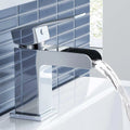 Cloakroom Chrome Luxury Bathroom Modern Basin Sink Mono Square Mixer Tap & Waste