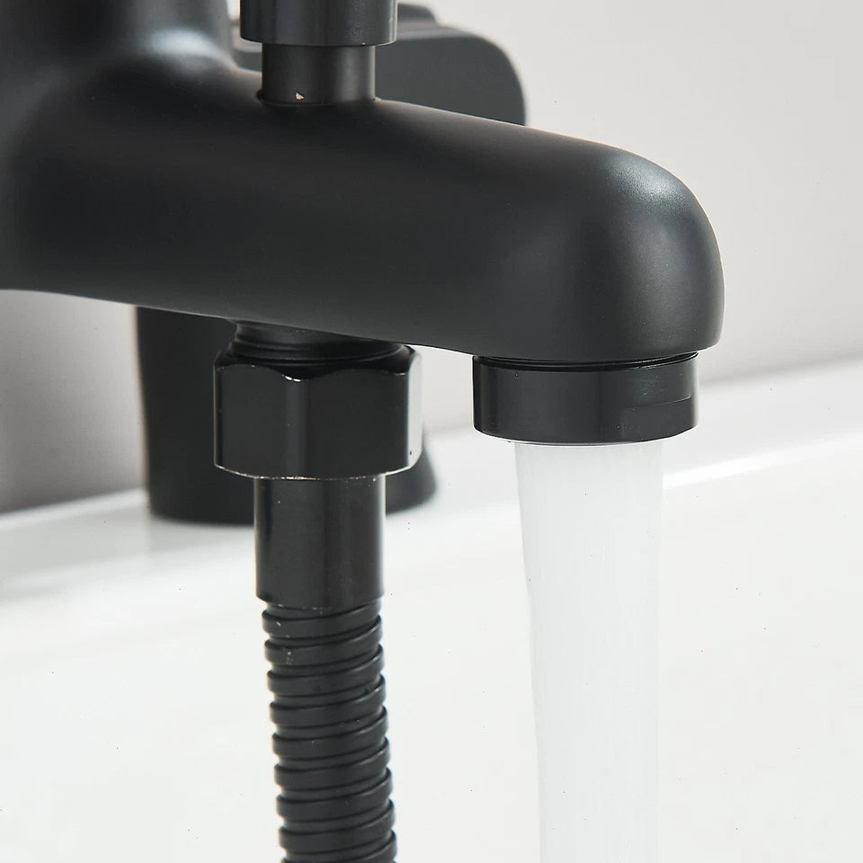 Luxury Bathroom Black Sink Bath Filler Tap Shower Mixer Taps with Hand Held Set