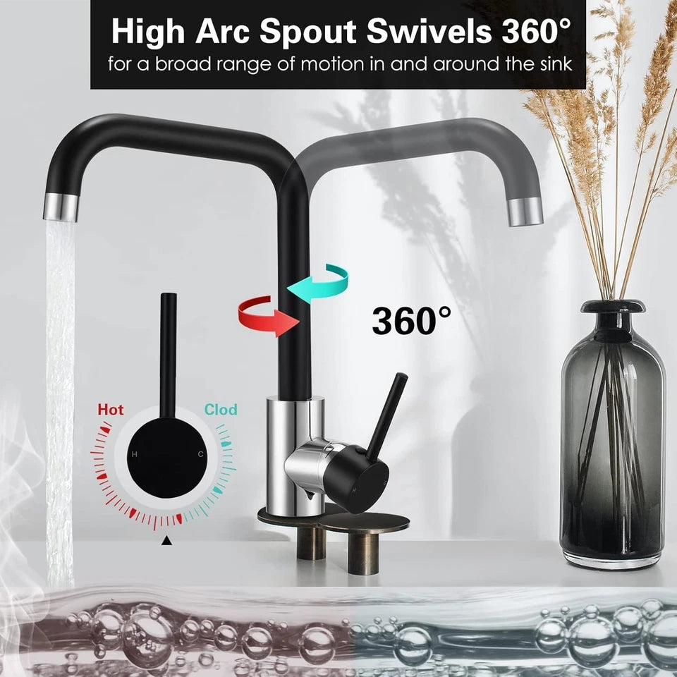 Kitchen Sink Mixer Tap with 360 Swivel Spout, Monobloc Kitchen Faucet Mixer