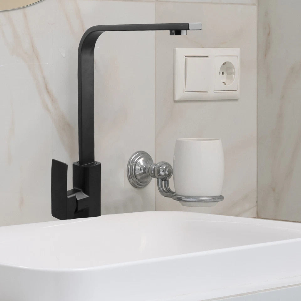 Kitchen Sink Mixer Taps Swivel Spout Single Lever Tap Mono Modern Faucet Black