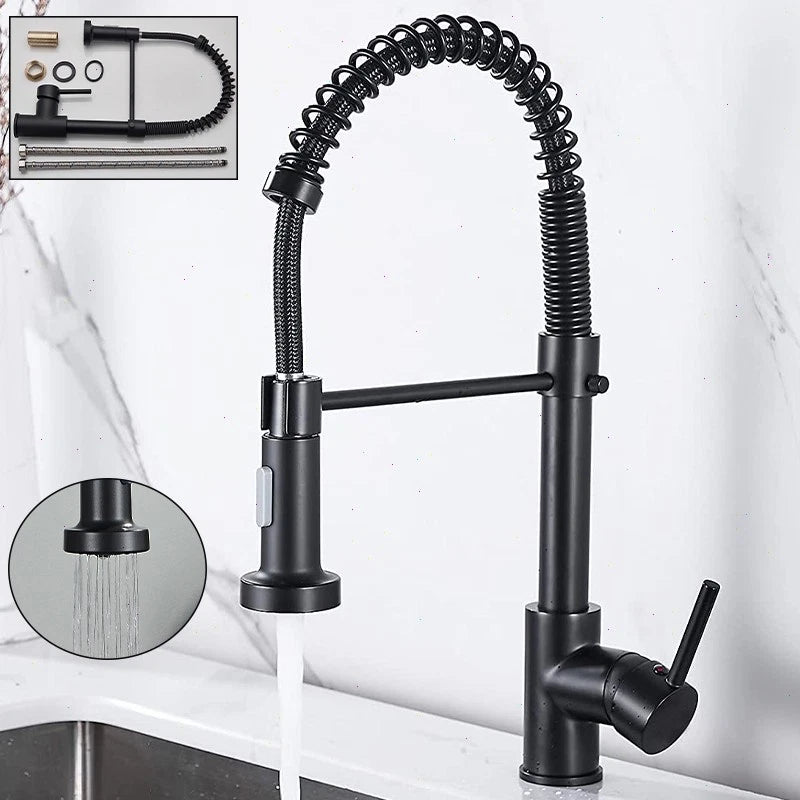 Modern Pull Out Kitchen Mixer Tap Dual Spout Spray Single Lever 360°