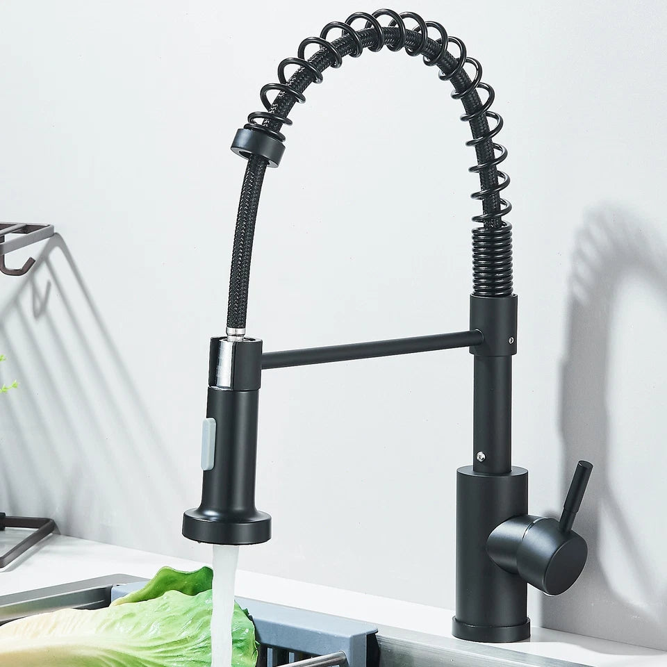 Modern Pull Out Kitchen Mixer Tap Dual Spout Spray Single Lever 360°