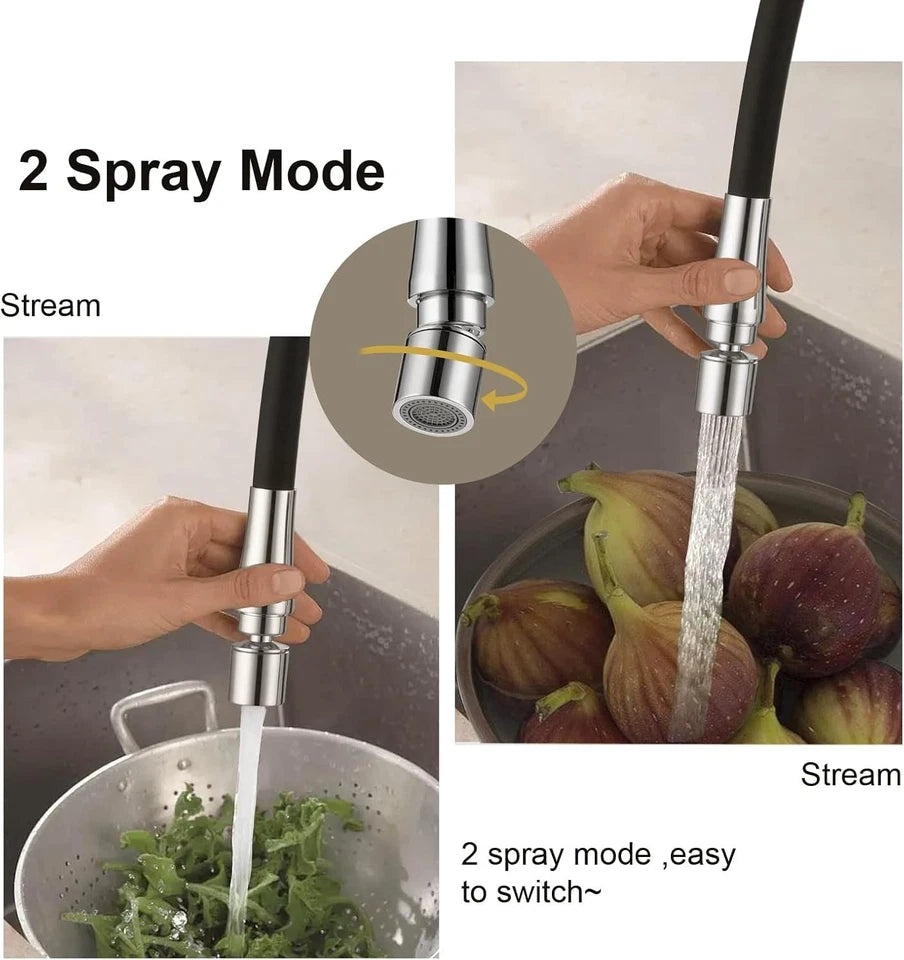 Peppermint Flexible Kitchen Sink Mixer Tap Single Lever Black and Chrome Kitchen