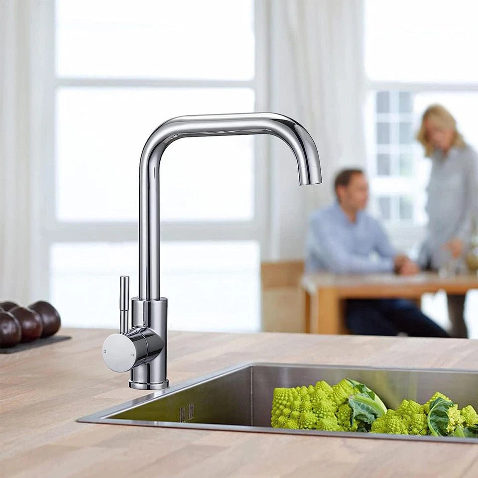 360° Modern Kitchen Sink Mixer Tap Swivel Spout Single Lever Tap Mono Faucet