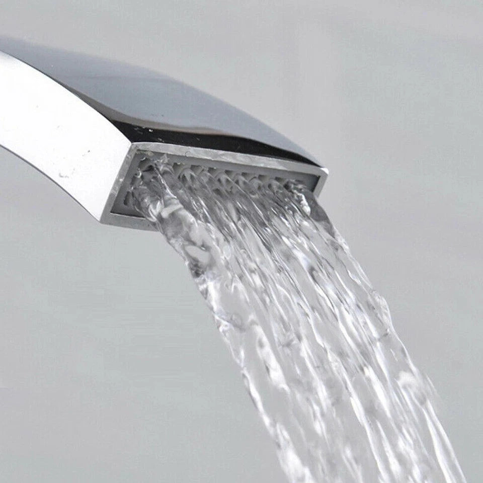 Waterfall Mono Basin Mixer Tap Chrome Cloakroom Sink Faucet with Waste Set