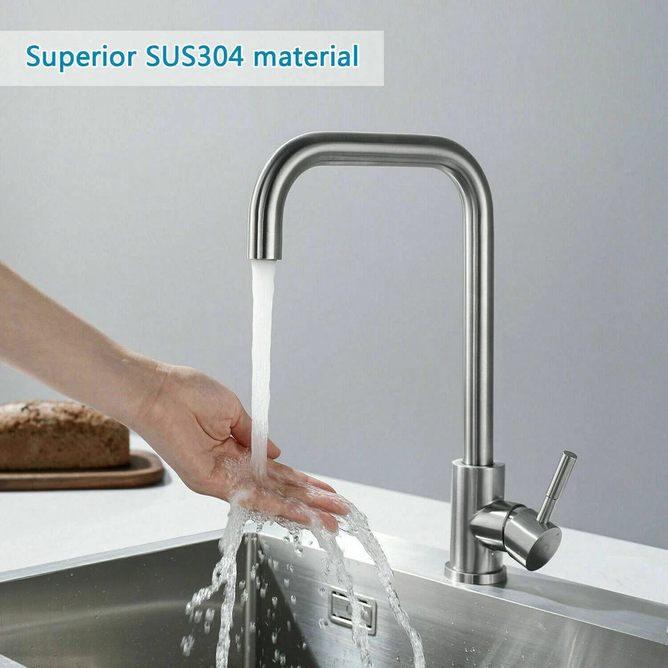 360° Modern Kitchen Sink Mixer Tap Swivel Spout Single Lever Tap Mono Faucet